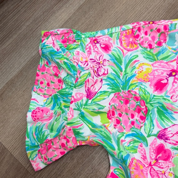 Lilly Pulitzer Tiltson Swing Midi Dress Hot Pink Green Floral Ruffles Medium - Picture 7 of 15